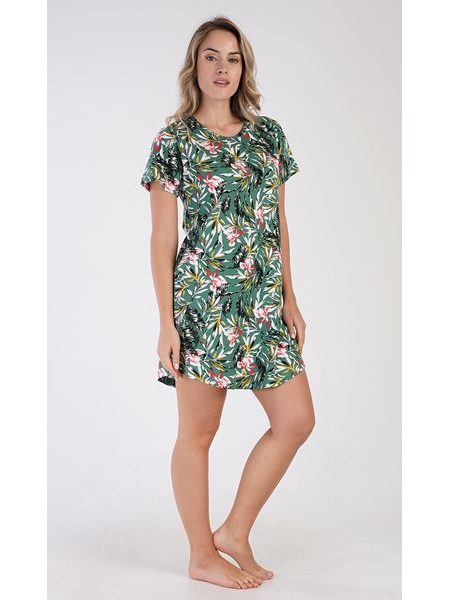 Dámská noční košile s krátkým rukávem Michaela - smaragdová