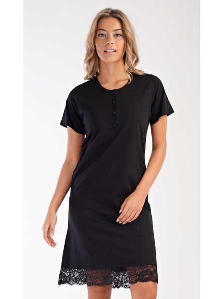 Dámská noční košile s krátkým rukávem Karin - černá