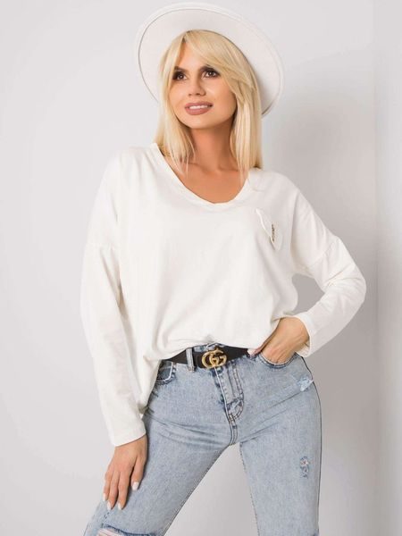 Ecru bavlněná halenka s výstřihem do V