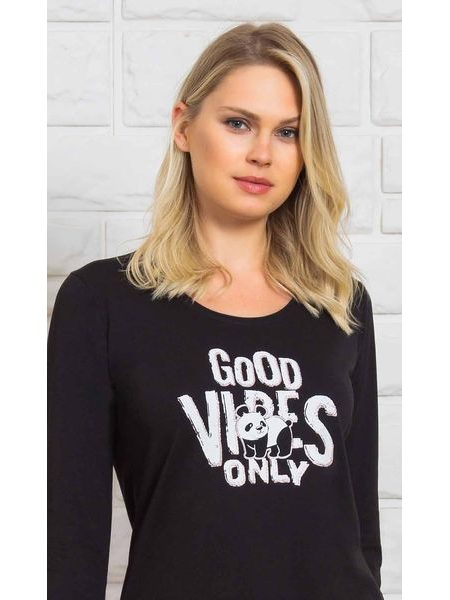 Dámské pyžamo dlouhé Good vibes - černá