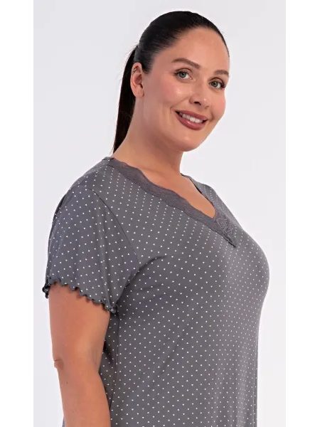 Dámská noční košile s krátkým rukávem Luisa - tmavě šedá