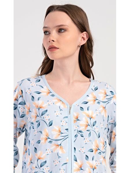 Dámské domácí šaty s tříčtvrtečním rukávem Karolína - světle modrá