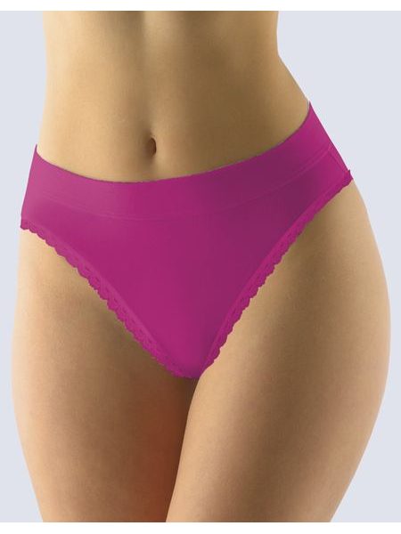 Dámské kalhotky klasické s úzkým bokem, úzký bok, šité, s krajkou, jednobarevné Disco Basic 10238P - vínová