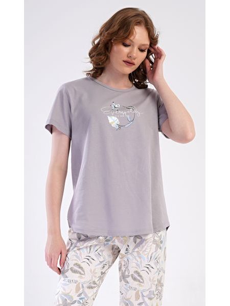 Dámské pyžamo kapri Alex - šedá