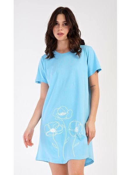 Dámská noční košile s krátkým rukávem Leontýna - světle modrá