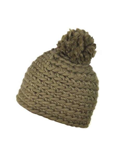Velká čepice s bambulí khaki