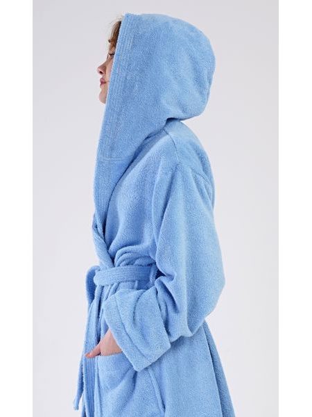 Dámský župan dlouhý s kapucí Modrásek - modrá