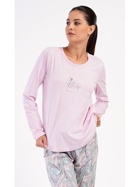 Dámské pyžamo dlouhé Kristýna - světle růžová