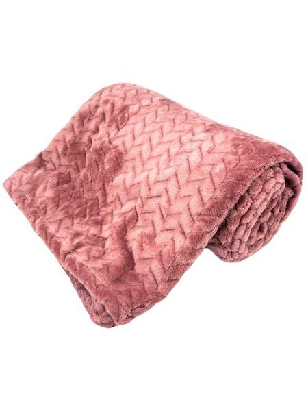 Mikroflanelová deka 150 x 200 cm, 220 GSM, Starorůžová Jacquard