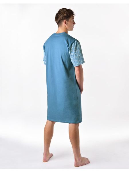 Pánská košile noční krátký rukáv, šité, s potiskem 79202 - měsíc dunaj