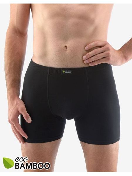 Pánské boxerky s delší nohavičkou, delší nohavička, šité, jednobarevné Eco Bamboo 74159P - černá