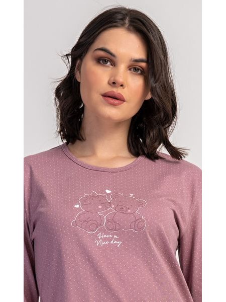 Dámské pyžamo dlouhé Emily - starorůžová