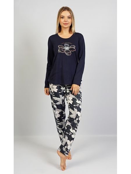 Dámské pyžamo dlouhé Martina - tmavě modrá