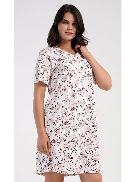 Dámská noční košile s krátkým rukávem Růže - světle lososová