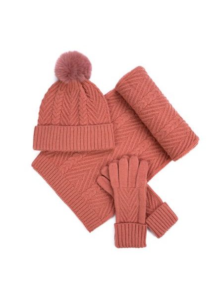 Čepice, šála a rukavice - meruňková