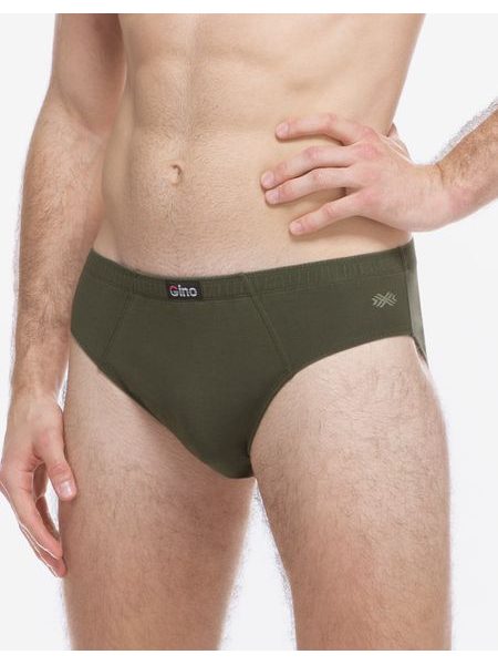 Slipy se širším bokem, širší bok, šité, s potiskem - lahvová šedozelená