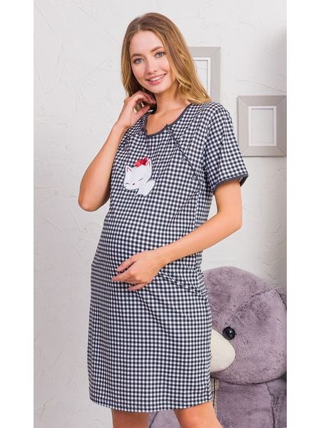 Dámská noční košile mateřská Koťátko - tmavě šedá