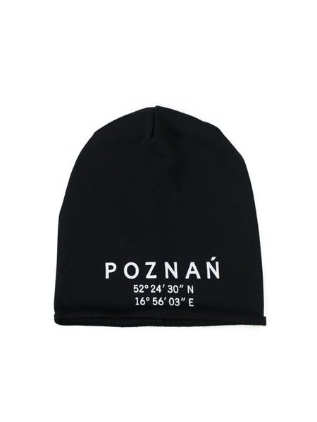 Přechodná tenká čepice s nápisem - černá