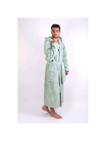 Unisex dlouhý župan s kapucí ATHENA světle zelená