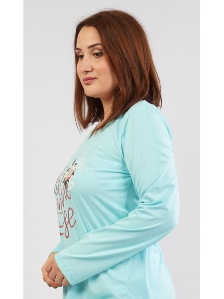 Dámské pyžamo dlouhé Rose - azurová