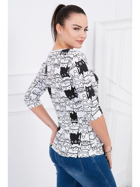 Tričko s potiskem koček, bílá
