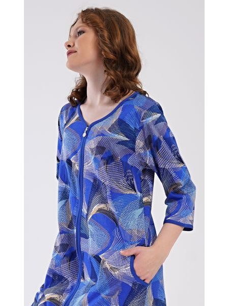 Dámské domácí šaty s tříčtvrtečním rukávem Eliza - modrá