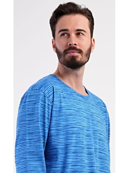 Pánská noční košile s dlouhým rukávem Sebastian - modrá