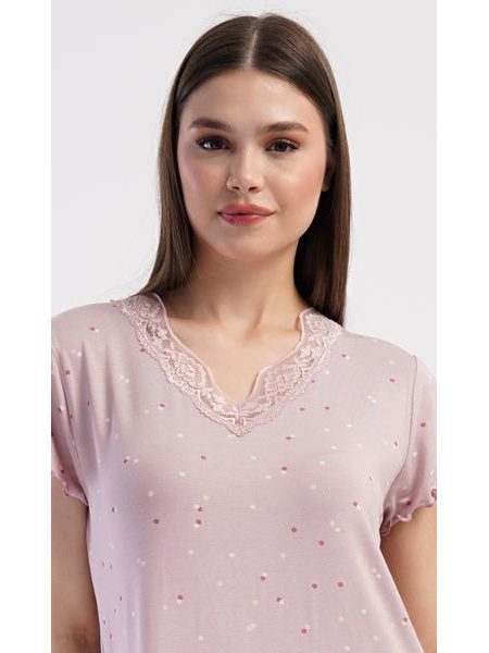 Dámská noční košile s krátkým rukávem Isabela - starorůžová
