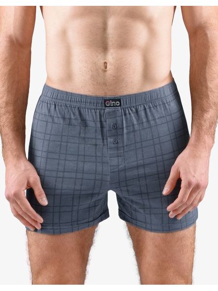 Pánské trenky volné, šité, s potiskem 75189P - šedá tm. šedá