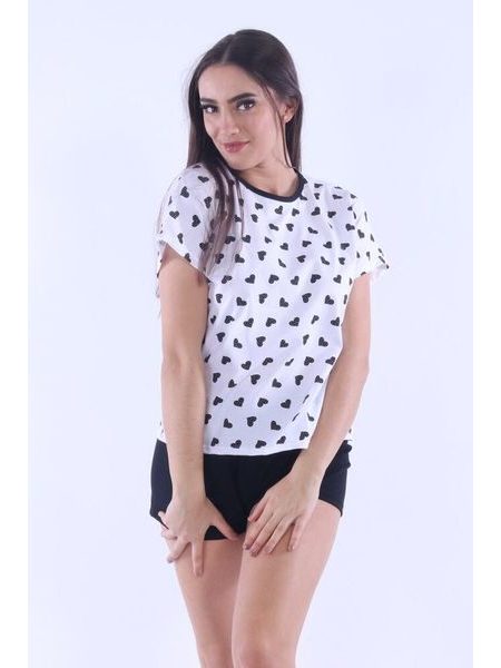 Dámské pyžamo Lada 4 černá srdíčka