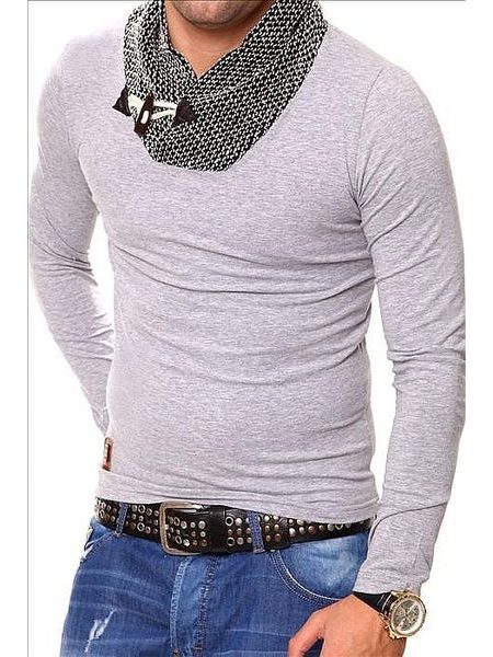 Šedý módní svetr pánský