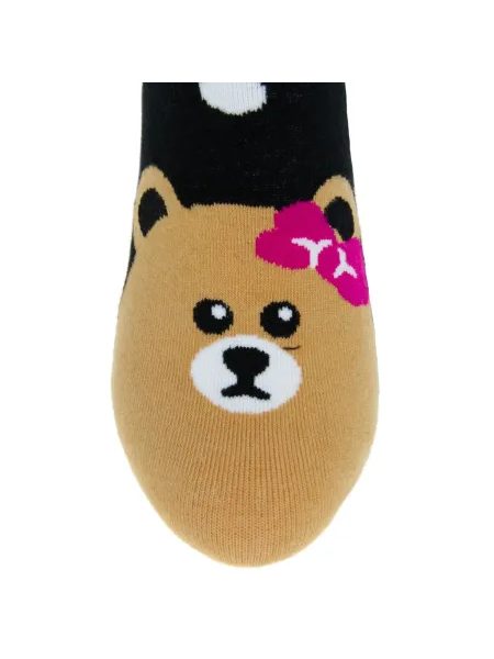 Zábavné ponožky Bear černé s bílými puntíky
