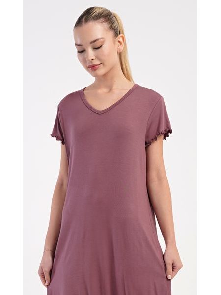 Dámská noční košile s krátkým rukávem Eliza - kakaová