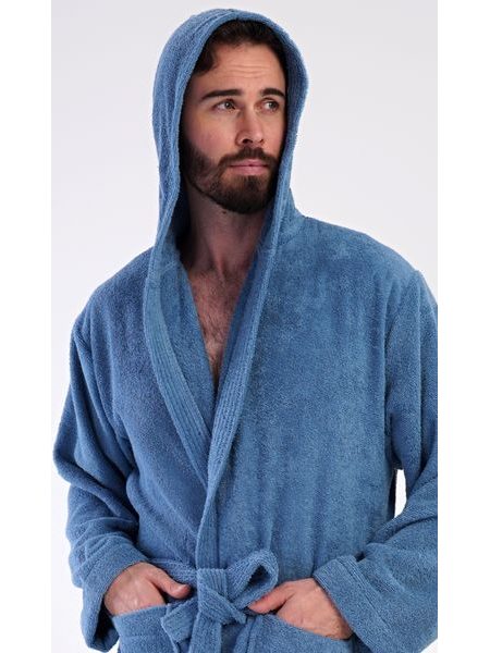 Pánský župan s kapucí Albert - modrošedá