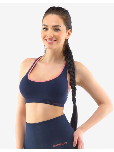 Dámská podprsenka sportovní s vycpávkami, bez kostice, bezešvé ECO Bamboo Sport 07018P - lékořice tomato