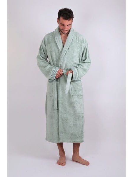 Unisex bambusový župan dlouhý se šálovým límcem BOSTON světle zelená