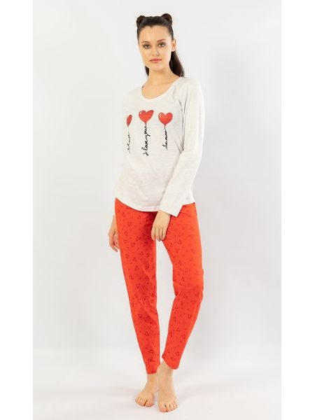 Dámské pyžamo dlouhé I love you - světle šedá