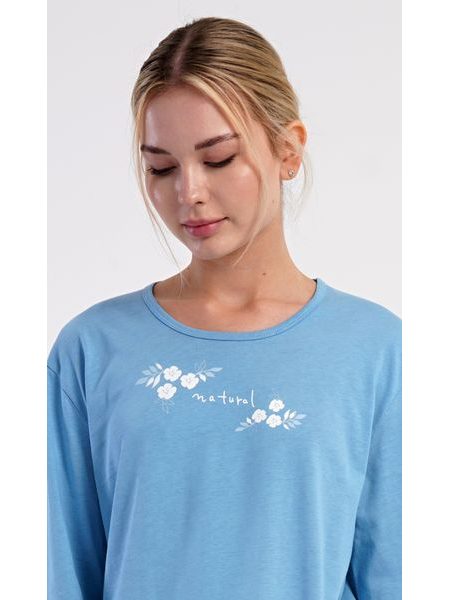 Dámské pyžamo dlouhé Natural life - modrošedá