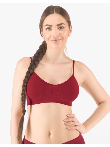 Dámský top podprsenkový s úzkými ramínky, úzká ramínka, bezešvé, jednobarevné Bamboo PureLine 07010P - brandy