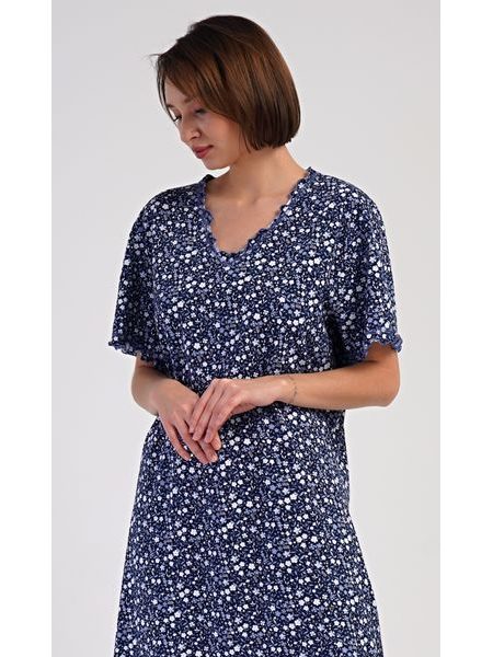 Dámská noční košile s krátkým rukávem Miriam - tmavě modrá