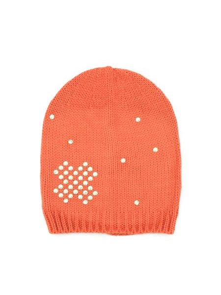 Čepice beanie zlaté nýtky oranžová