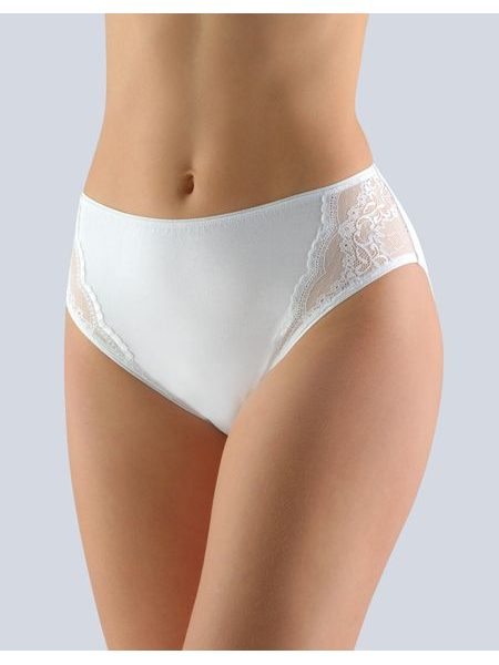 GINA dámské kalhotky klasické, širší bok, šité, s potiskem Delicate 10215P - bílá