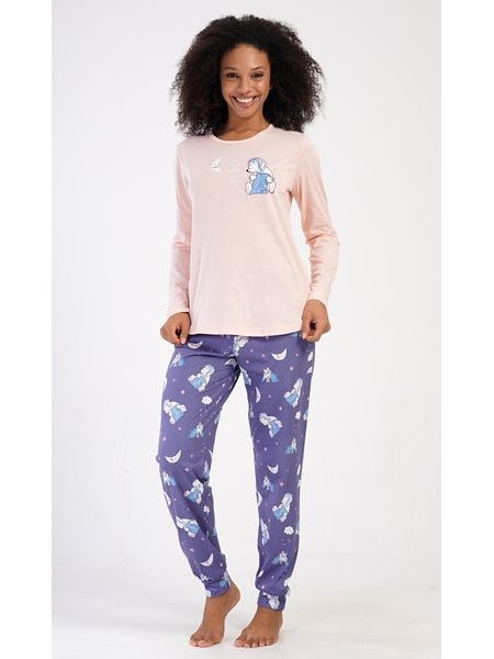 Dámské pyžamo dlouhé Good night - světle lososová