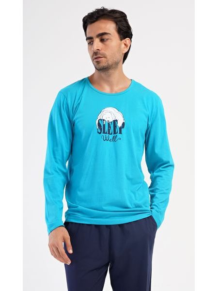 Pánské pyžamo dlouhé Sleep - tyrkysová
