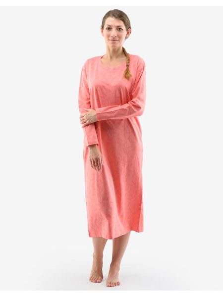 Dlouhá košilka noční dámská dlouhý rukáv 19131P - tomato měděná