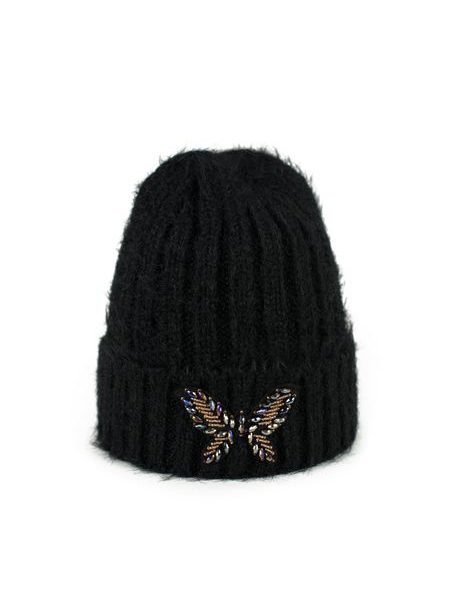 Elegantní šedá čepice s motýlkem