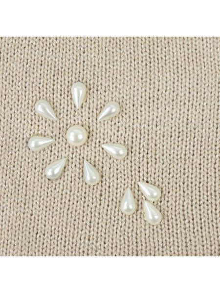 Čepice s korálkovou aplikací béžová