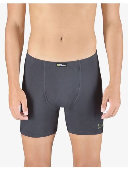Pánské boxerky s delší nohavičkou, delší nohavička, šité, s potiskem Eco Bamboo 74163P - tm. šedá olivová