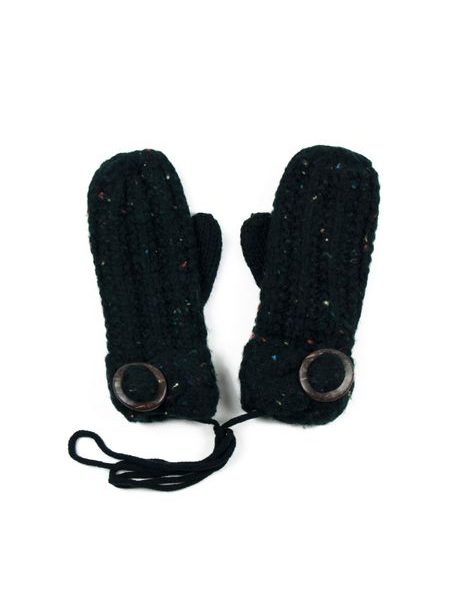 Palcové rukavičky s knoflíkem černé