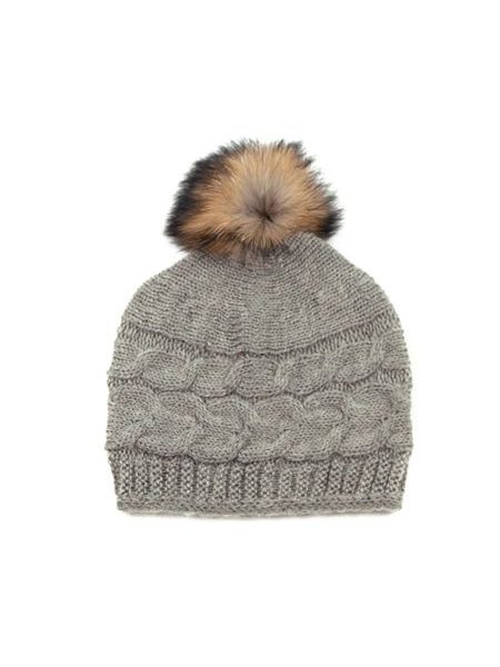 Vlněná čepice s bambulí světle šedá